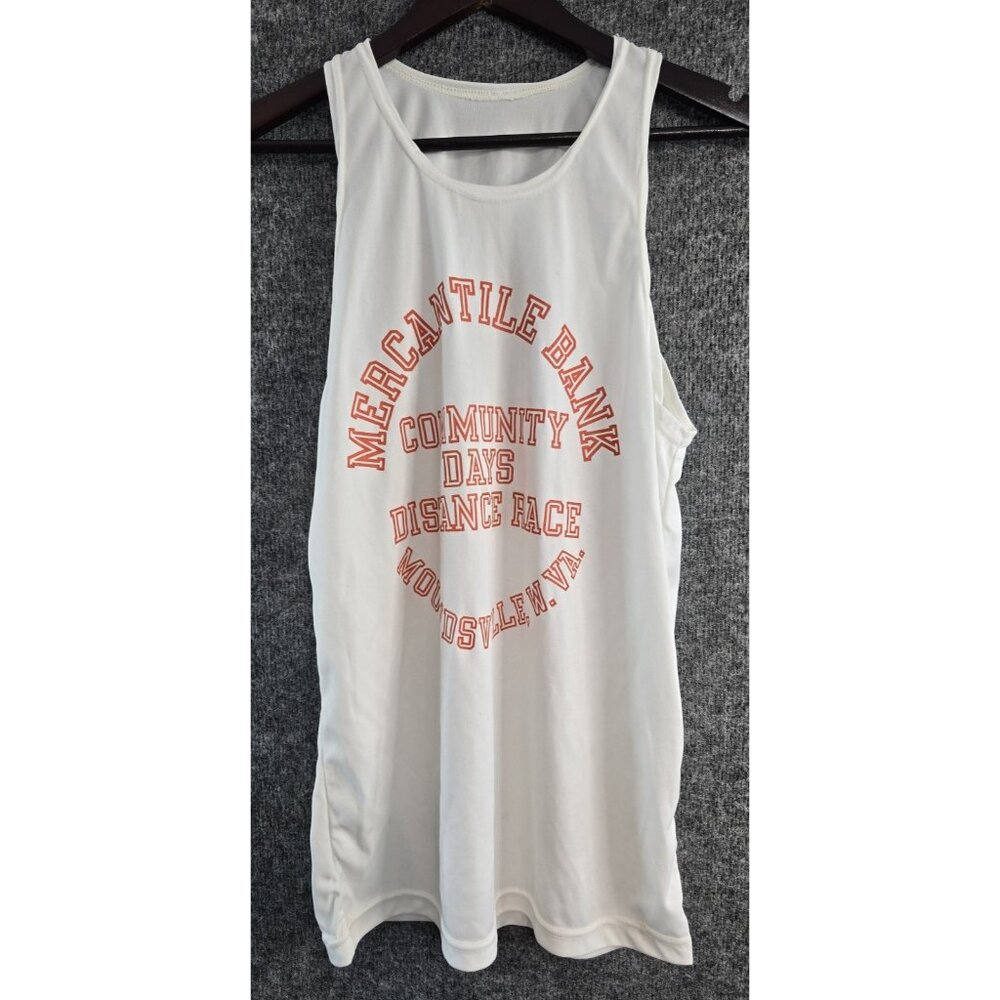 Vtg 1980s Felco Mercantile Bank Race Tank Top White Size Large Moundsville WV